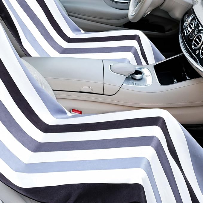 2 Pack Car Seat Towel Covers with Storage Bag 63 x 32 Inch Athletic Running Towel Seat Sweat Washable Non Slip Cover Gift for Car Outdoor Sport Activities (Black Vertical Stripes)
