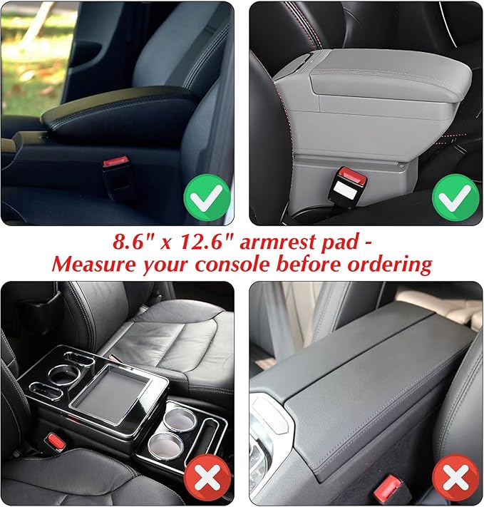 Bling Car Armrest Cover with Memory Foam Cushion Pad & Rhinestones, Universal Diamond Center Console Cover for Cars, Bling Middle Console Cover, Bling Car Accessories for Women, AB Color