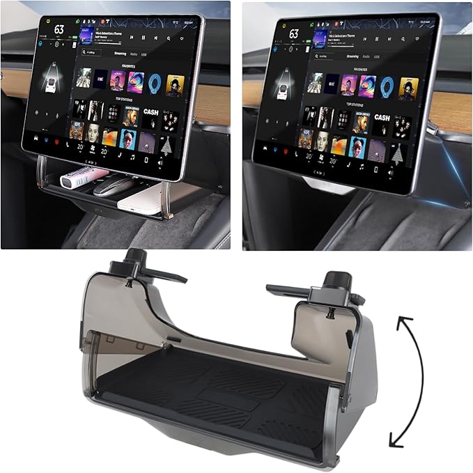 for Tesla Model Y 3 (Juniper & Highland Included) Under Screen Storage Shelf Organizer Tray Box Open-Close Hidden Center Console Organizer for Model Y 2020-2026 & Model 3 2017-2025 Accessories