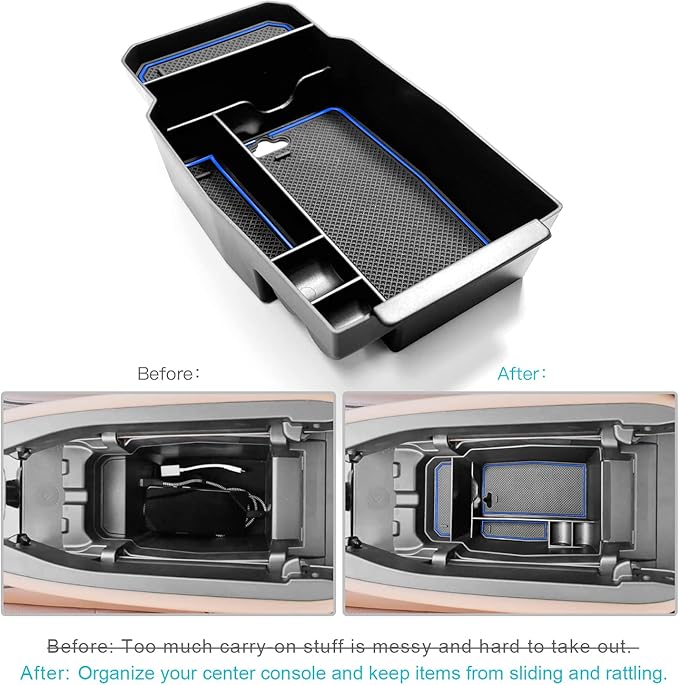 CDEFG 2023 2024 2025 2026 CX-50 Center Console Organizer Tray for 2023 2024 2025 2026 Mazda CX-50 Middle Console Armrest Storage Box 2023-2026 CX50 Accessories(Blue)