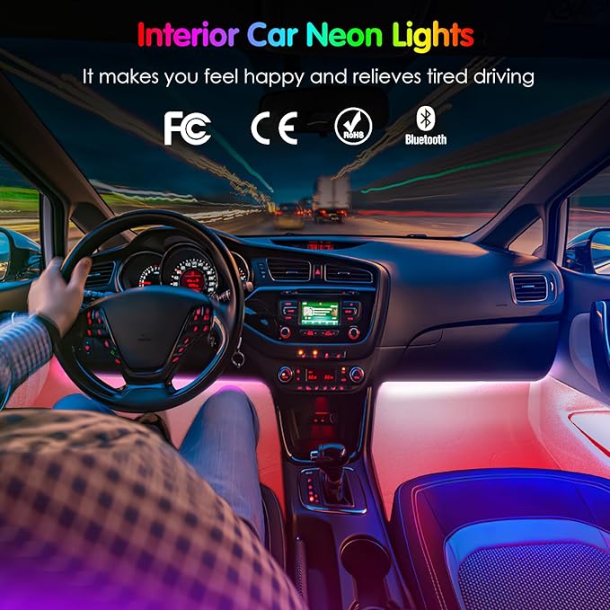 Interior Car Lights Keepsmile Car Accessories APP Control with Remote Music Sync Color Change RGB Under Dash Lighting with Charger 12V LED Lights Running Board Lights