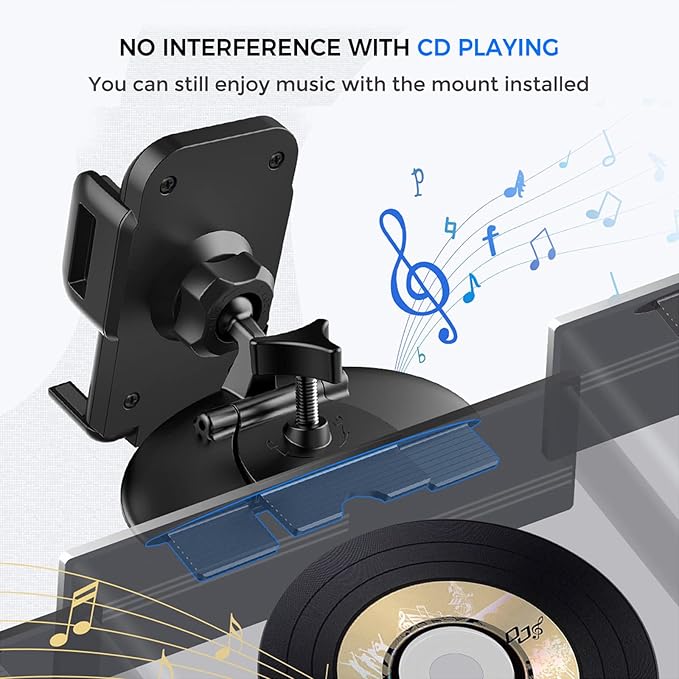 Cell Phone Holder for Car, CD Slot Car Phone Mount, One Button Release Easy Installation CD Player Car Phone Holder Mount Compatible with iPhone 17 16 15 14 13 12 Pro MAX Galaxy S25 S20 S20+ S10