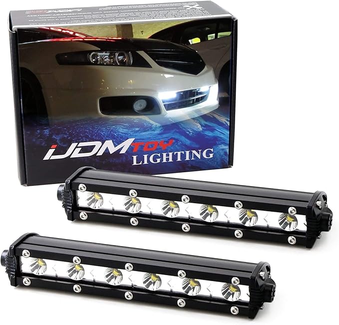 iJDMTOY Xenon White 18W High Power LED Daytime Running Light Kit w/Relay Wire Harness, Universal Fit Compatible with Car, Truck, SUV, etc