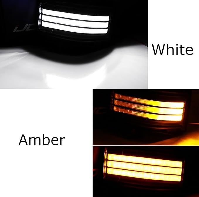 iJDMTOY Semi-Clear Lens Dynamic Sequential Blink Triple-Row Full LED Side Mirror Turn Signal Light Assembly Kit Compatible with 2017-2022 Ford F-250 F-350 Towing Mirror