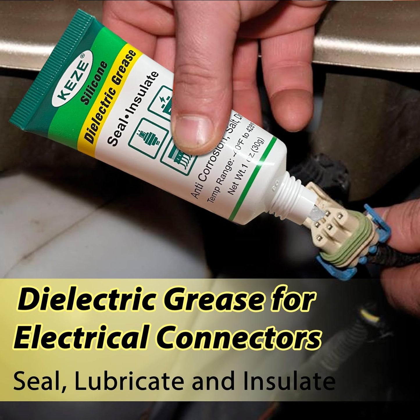 Keze Dielectric Grease Automotive Electrical Grease for Connectors Grasa Dielctrica Battery Terminal Protector Silicone Di Electrical Grease for Ignition Coils Wiring Car Spark Plug, 1 Oz-2 Pack