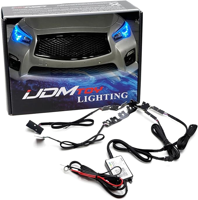iJDMTOY RGBW Multicolor LED Circuit Board Front Lamp Ambient Accent Lighting Kit Compatible with Infiniti 2014-2021 Q50, Control by Smartphone