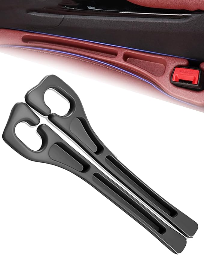 2pcs Car Seat Gap Filler Organizer with Seat Belt Holes