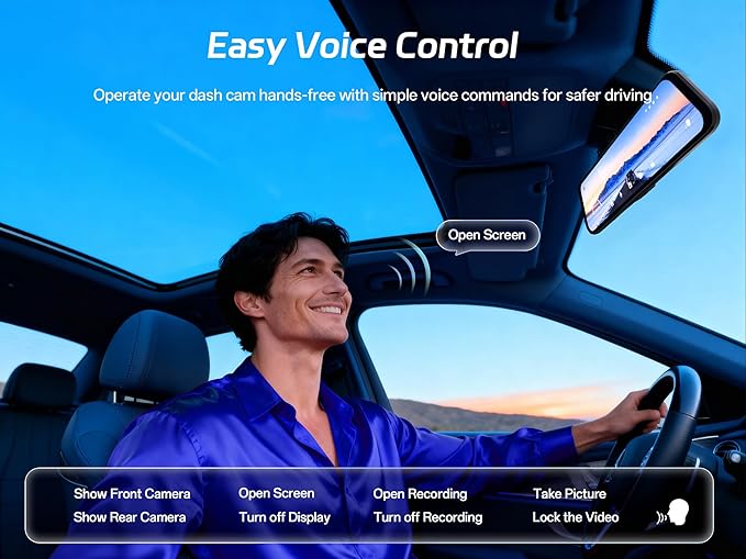 Pelsee P12 Pro 4K Mirror Dash Cam w/ADAS and BSD, 5.8GHz WiFi 20MB/s Download, Rear View Mirror Camera 4K Front and 1080P Rear, Voice Control, GPS, Color Night Vision, 12" Touch Screen,32G Memory Card