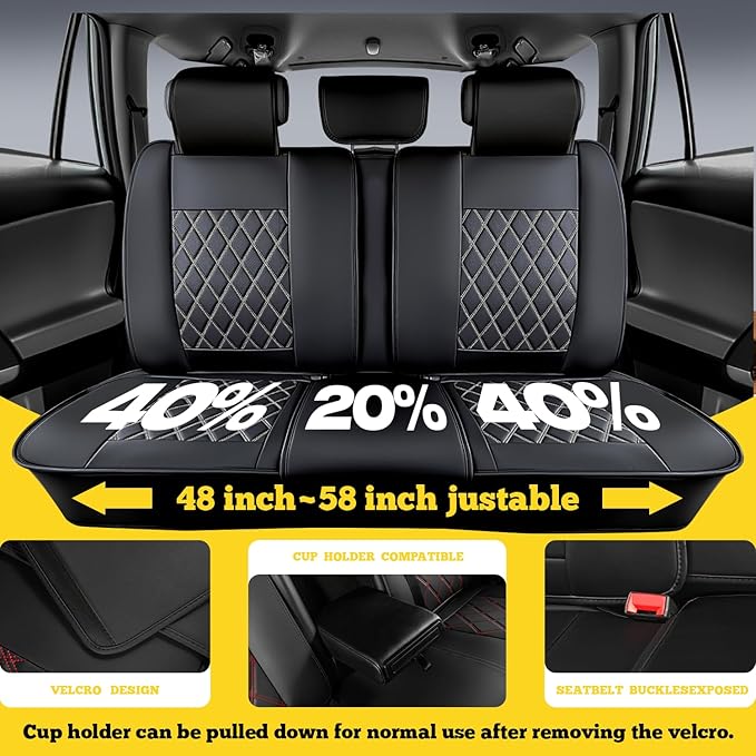 LINGVIDO Car Seat Covers Full Set (5 Seats) - Premium Perforated Nappa Leather, Waterproof Shield, Omni-Adapt Fit SUVs Sedans, Ultimate Family & Pet Protection