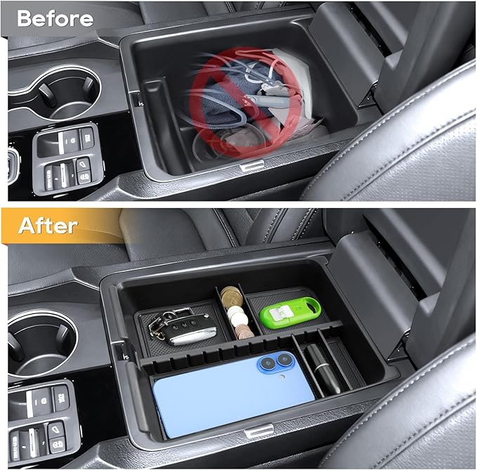 For Honda Pilot Center Console Organizer for 2023 2024 2025 2026 Honda Pilot (lx/sport/ex-l/trailsport/touring/elite/black edition) Middle Armrest Storage Non-Slip Waterproof 2PCS Interior Accessories
