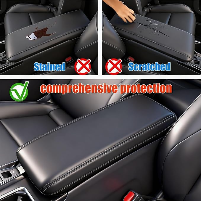 Center Console Cover for 2025 2026 Toyota Camry Armrest Cover 2025 2026 Camry (LE/SE/XLE/XSE) Armrest Pad 2025 2026 Camry Hybrid Accessories Center Console Cushion (Black line)