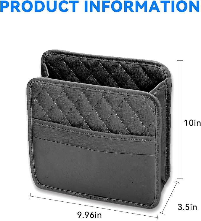 Car Back Seat Organizer, Waterproof PU Leather Car Seat Back Hanging Bag, Multifunctional Car Storage Bag Vehicles Interior Accessories for Adults, Universal for Most Cars (Black)