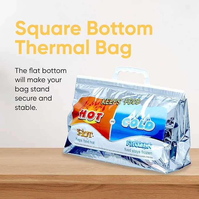 Superio Hot and Cold Insulated Bags for Food Delivery, Grocery Shopping Bags, Food Storage for Hot and Frozen Food for Travel, Disposable Cooler Bag, Reinforced Thermal Lunch Bag (3, 13"x5.5"x8.5")