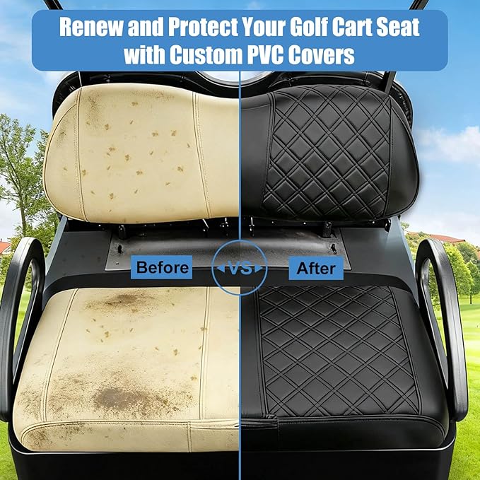 MOSNAI Club Car Precedent Seat Covers, Golf Cart Seat Covers for Club Car Precedent OEM Ordinary Seat, Front Seat Cover with Concave and Convex Design, Thick Vinyl Leather Comfortable/Easy to Clean