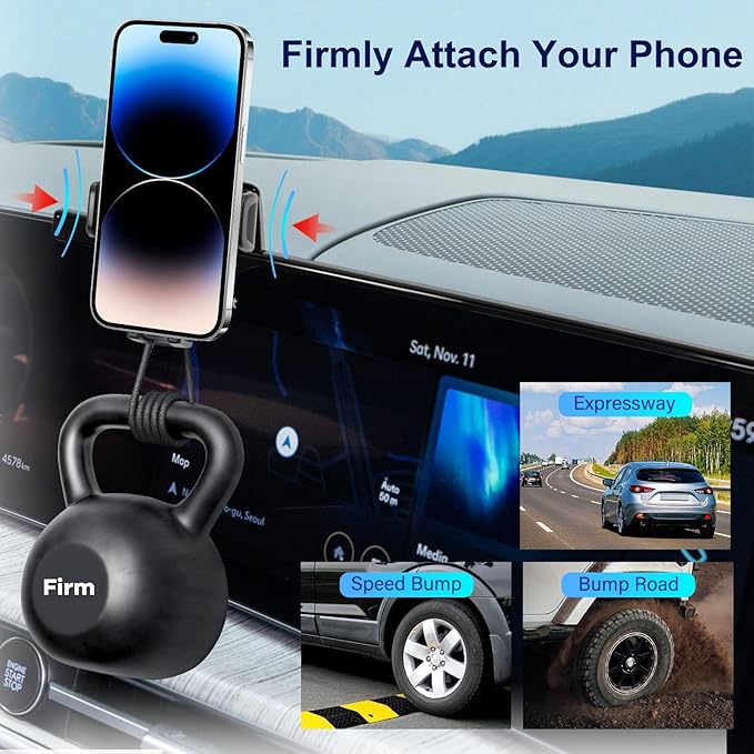 Car Phone Holder Compatible with 2024 2025 Hyundai Santa Fe Accessaries Only Fit for 12.3 inch Screen Phone Mount Fit for Sannta Fe Cell Phone Cradle Fixed Clip Hands-Free & 360°Rotation