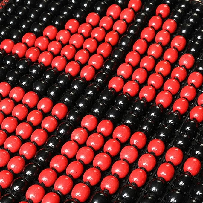 Natural Wood Beaded Seat Cover with Cooling Ventilated Mesh, Massage Seat Cushion with Lumbar Support for Car/Truck Driver
