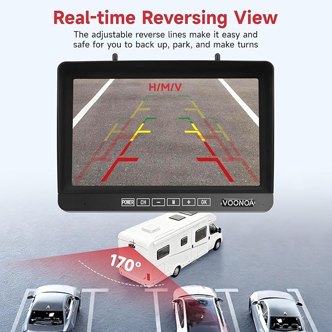 Wireless RV Backup Camera System, 9" 1080P DVR Monitor with 4 IP69 Waterproof Night Vision Side Rear View Back Up Cameras for Trailer Truck Camper Compatible with Furrion Mount