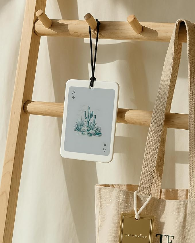 Boho Gray Western Car Air Freshener 4 Pcs, Preppy Cowgirl Cow Skull Cactus Ace Card Hanging Air Freshener for Cars Closet Drawer Books, Cute Western Car Accessories Mirror Decor for Women