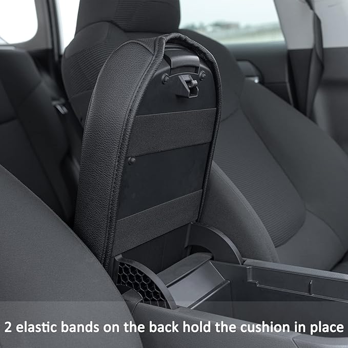 JDMCAR Center Console Armrest Cushion for 2025 Toyota RAV4 Accessories 2024 2023 2022 2021 2020 2019 Leather Middle Console Lid Cover Pad Protector Elbow Arm Rest Covering Car-(Black)