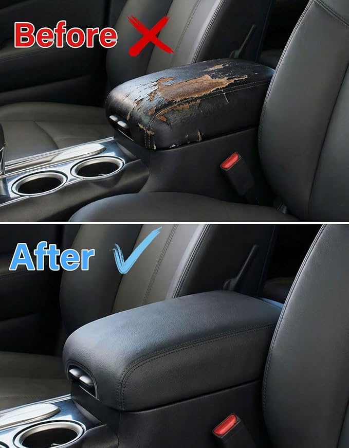 Center Console Armrest Cover for 2013-2020 Infiniti QX60 JX35/Nissan Pathfinder, PU Leather Middle Console Lid Protector Arm Rest Cushion Anti-Scratch Thick Pad