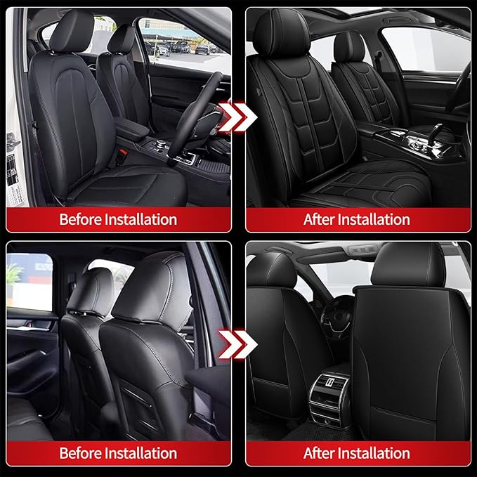 TTX LIGHTING Car Seat Covers fit for Jeep Liberty 2002-2012 Front Seat: Premium Leather Automotive Seat Cover with Airbag Compatible Waterproof (2 Seats, Black)