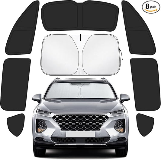 Car Window Shades Intended for Hyundai Santa Fe 2019-2023, Privacy Window Covers 8PCS for Side, Rear & Windshield, Car Shield Sunshade for Privacy Protection, Heat Blocking, Camping and Parking