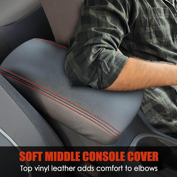 Center Console Cover for Toyota Corolla 2020-2026 - Premium Armrest Cover Easy Installation & No Tools Required for Toyota Corolla 2020 2021 2022 2023 2024 2025 2026 (Red Stitch)