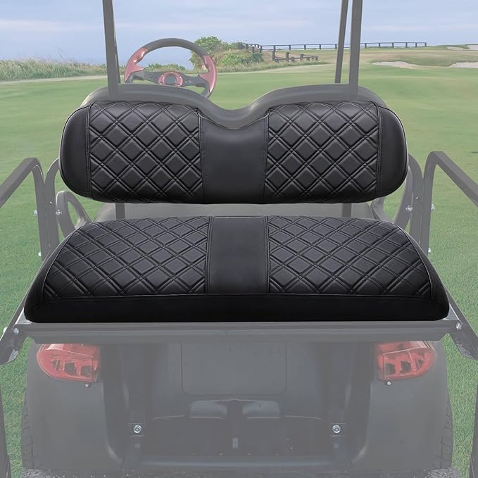 MOSNAI Golf Cart Rear Seat Covers for EZGO Club Car Yamaha Aftermarket Rear Seat Cushion, Rear Seat Cover with Concave and Convex Design, Thick Vinyl Leather Comfortable, Breathable & Easy to Clean