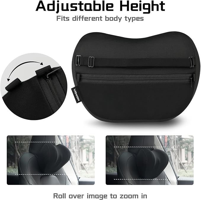 HOPON 2025 Upgrade 2 Pack Headrest Pillow for Tesla Model 3 Y S X,Car Neck Pillow with Breathable Fabric,Soft Pillow for Tesla,Memory Foam Tesla Accessories 2 Pack - Black