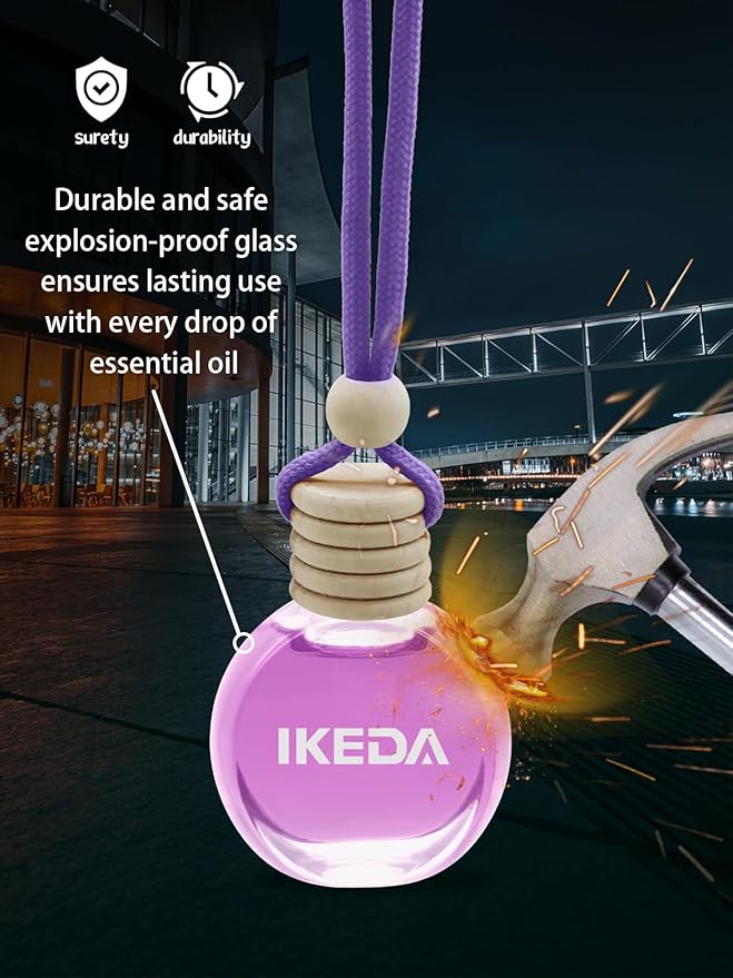 Ikeda Car Air Freshener: Hanging Car Smell Air Freshener | 10ml Hanging Car Perfume | Long Lasting Fragrance | Strong Scents Diffuser for Auto Home (White Peach)