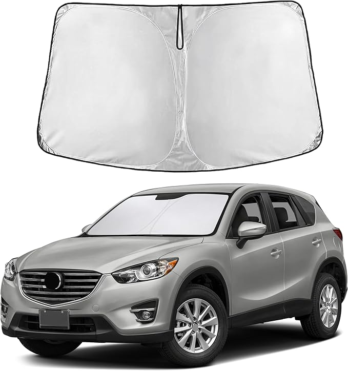EcoNour Windshield Sunshade Compatible for Mazda CX-5 2013-2014 2015 2016, Sun Visor for Front Windshield & Window Sun Shade Cover, UV Heat Blocker & Protector, Car Accessories