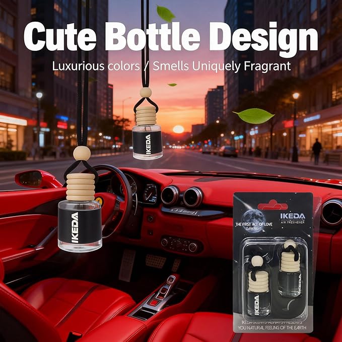 Car Air Freshener 4ml Car Scents | 45-Days Keep Fragrance | Automotive Hanging Diffuser Bottles | Remove Auto Odor Long Lasting Fresh Air for Women Deodorizer (6pcs Dark Night)