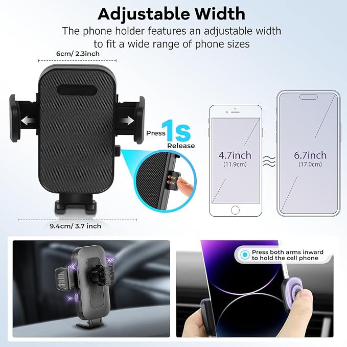 Car Phone Holder Fit for Toyota Tacoma 2024 2025/4Runner 2025 Accessories Fit 14-inch Screen, Dashboard Organizer with Cell Phone Mount Automobile Cradles Hands-Free 360 Degree Rotation