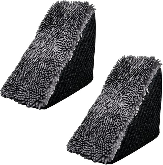 2 Pcs Triangle Tire Shine Applicator, Reusable Tire Dressing Applicator Pads, Tire Gel Sponge Contoured for Car Detailing Cleaning
