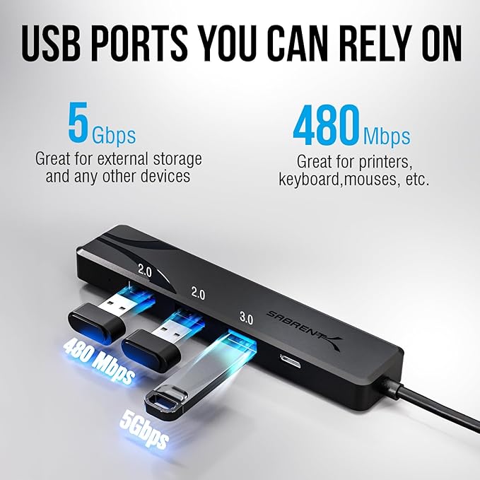 SABRENT USB C Hub, USB C to HDMI 4K@60Hz, Type C Hub Multiport Adapter, 100W Power Delivery, Compatible with MacBook, Laptop (HB-TC5P)