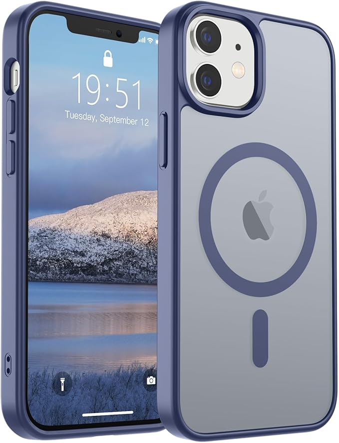 SUPFINE Magnetic for iPhone 12 Mini Case & iPhone 13 Mini Case (Compatible with MagSafe) (Military Grade Drop Protection) Slim Translucent Matte Shockproof Phone Cover,Lavender Gray