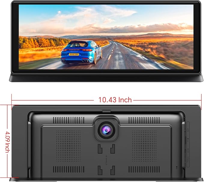 K2 PRO 11.3'' Wireless CarPlay Screen 4K Dash Cam Portable Android Auto Car Stereo Video Recording, Car Audio Receivers 1080P Backup Camera, Bt/GPS Navigation/AirPlay/Siri