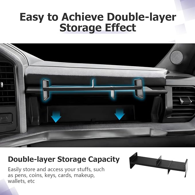 LUWU Glove Box Organizer Compatible with 2021-2025 2026 Ford F150 Accessories Passenger Side Storage Divider Partition Insert Box Glove Storage Compartment Organizer Tray ABS Materials