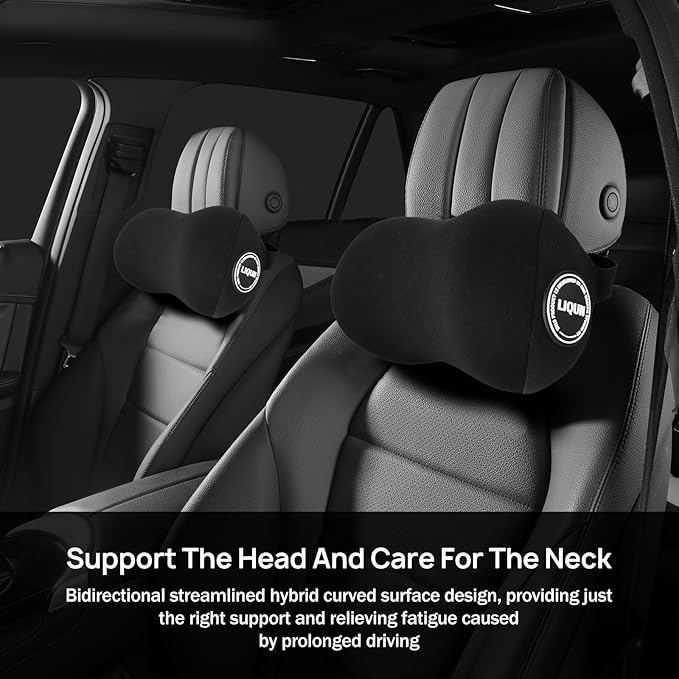 LIQUN Car Seat Neck Pillow, Skin Friendly Car Head Pillow, Memory Foam Neck Support, Driving to Relieve Neck Pain and Shoulder Pressure, (Black)