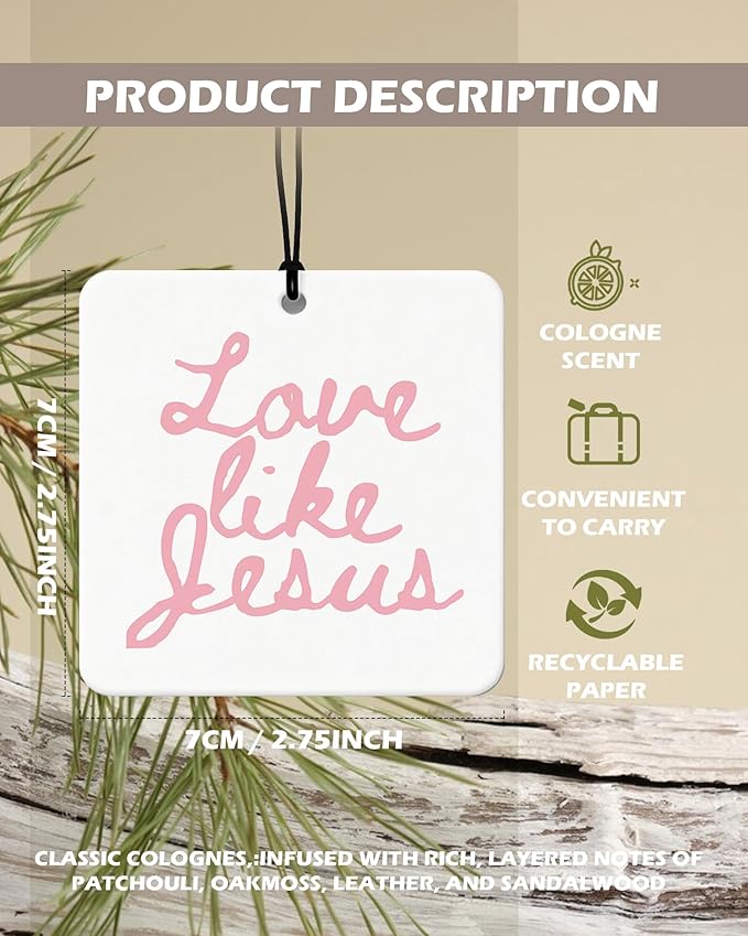 Pink Christian Square Citrus Car Air Freshener 4 Pcs, Preppy Floral Religious Bible Verse Hanging Air Freshener for Cars Bathroom Dorm Books Decor, Girly Christian Accessories Gifts for Women