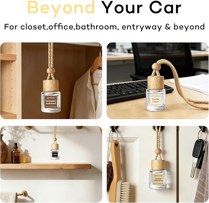 C Classy Hanging Car Air Freshener 2 Pack, M.y W.ay & The One Hotel Essential Oil Diffuser, Long-Lasting Fragrance, Cute Glass Bottle Car Accessories for Women & Men, Made in USA