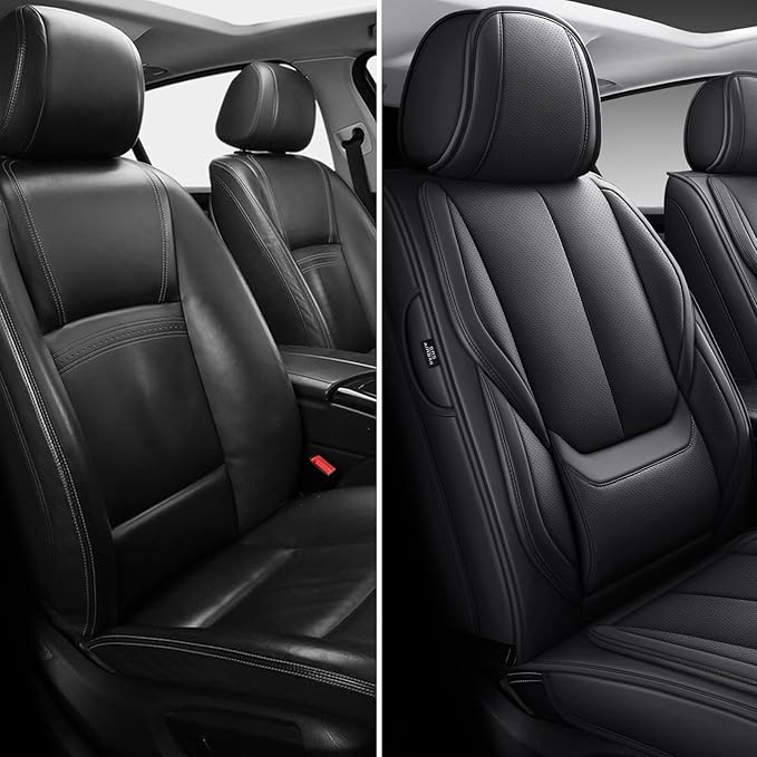 Seat Covers, Car Seat Covers Front Seats, Car Seat Cover, Car Seat Protector Waterproof, Car Seat Cushion Nappa Leather, Black Seat Covers Carseat Cover Universal Fit for Most Cars