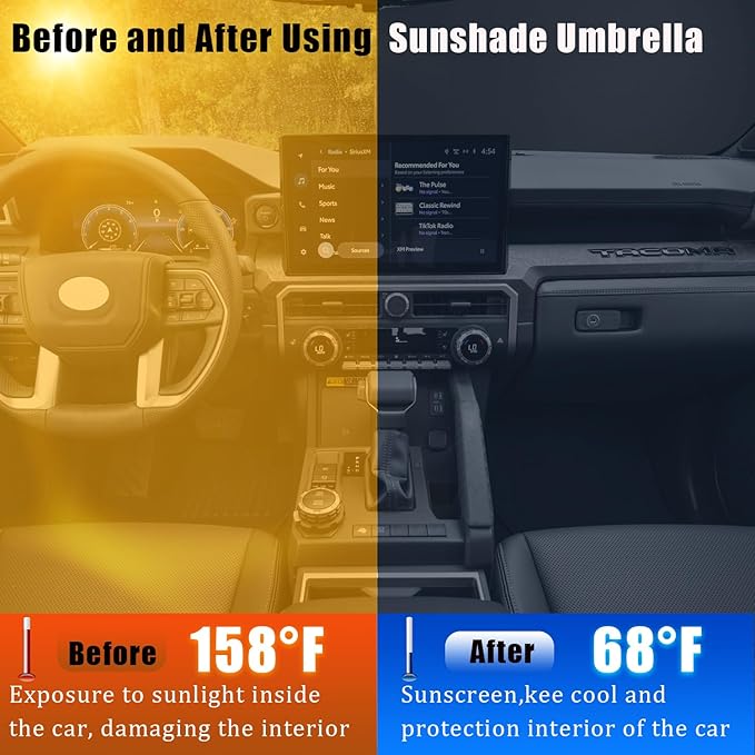 JDDRY Car Front Windshield Sun Shade with Pull Cord, Umbrella Sun Shade for Large SUV (145x80cm/57x31.5)