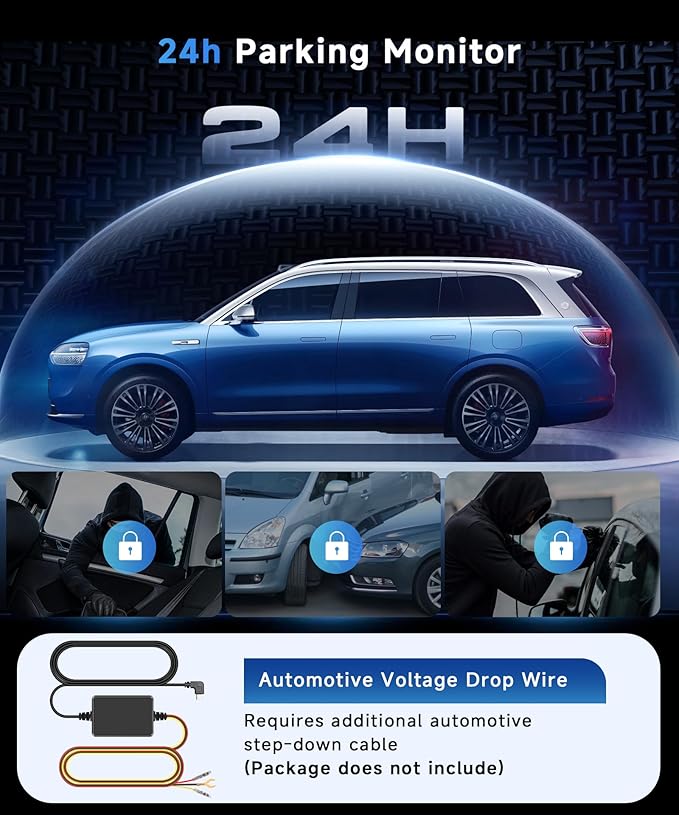 360° Dash Cam Front and Rear Inside Left Right, 3 Inch 4 Channel FHD 1080P Dash Cam for Cars, IPS Dashcams with Night Vision, Loop Recording, 24H Parking Mode Monitor, Reverse View