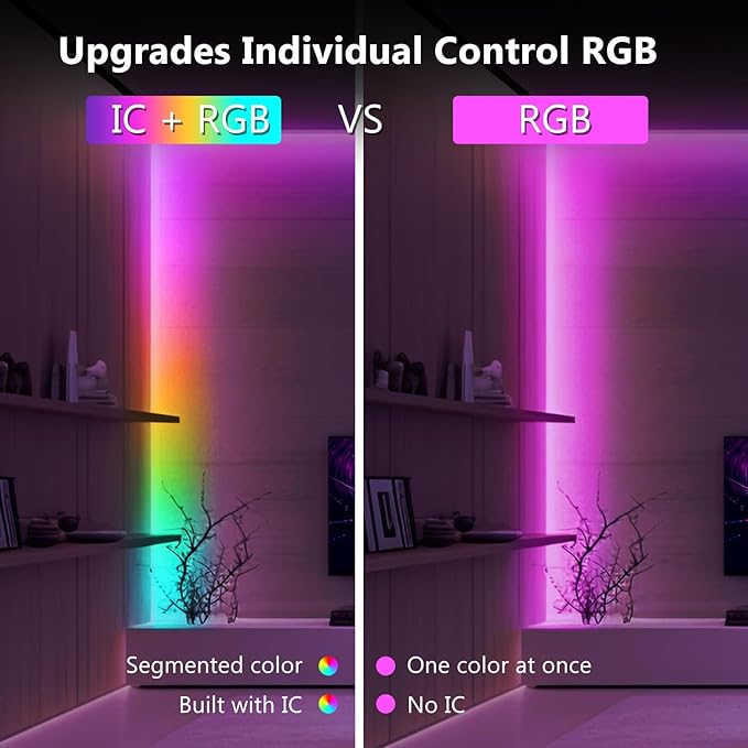dalattin LED Strip Lights IC+RGB, 5050 Led Lights for Bedroom, DIY Multiple Colors on One Line, Led Lights with Remote&App Control,Color Changing LED Strip Lighting Music Sync,Halloween Gifts, 16.4ft