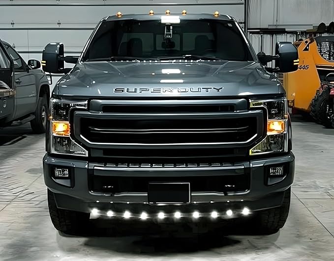 iJDMTOY 20pc Set Xenon White LED Front Bumper Valance Accent Running Light Kit/LED Air Dam Light Kit, Compatible with Dodge/Chevy/GMC HD, Ford Super Duty Trucks or Semi Trucks