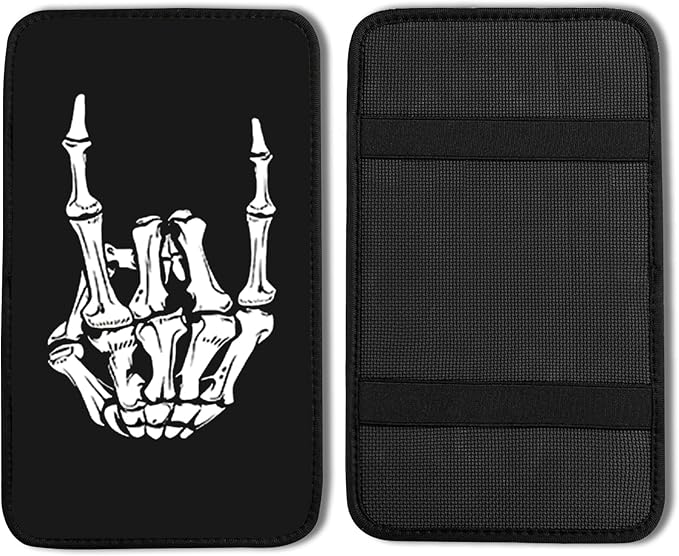 Skeleton Hand Vehicle Center Console Armrest Cover Pad,Skull Car Accessories Soft Middle Console Cushion Pad,Auto Arm Rest Mat Decor Horror Gifts for Women Men Dad for Most Vehicle SUV Truck