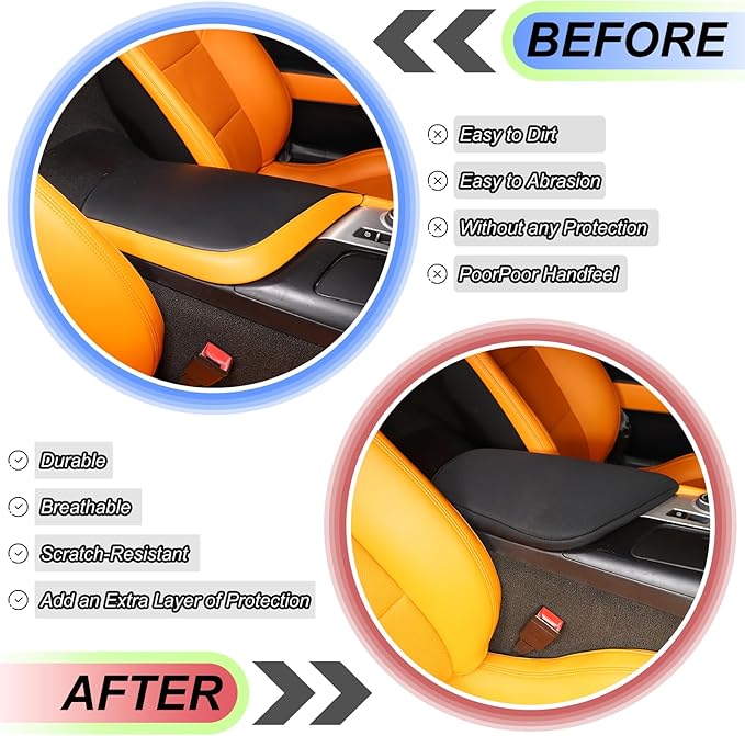 Center Console Cover Pad for Chevrolet Corvette C7 2014-2019 Accessories, Console Arm Rest Lids Cover Mat, Car Armrest Seat Box Cushion Protector, Armrest Pillow, Auto Armrest Cover (Fabric_A)