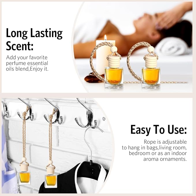 BBTO 100 Pcs Car Air Fresheners Diffuser with Wooden Cap Empty Aromatherapy Diffuser Clear Car Fragrance Holder Pendant Hanging Perfume Fresheners Bottles for Decor(Cube,Clear)