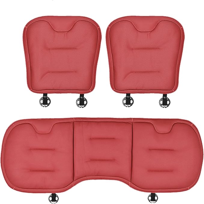 Car Seat Cushion for Porsche Macan 2015-2025-pr, Breathable Non-Slip Driver Seat Pad Ergonomic Memory Foam for Long Driving Car Office,B/3Pcs-Red